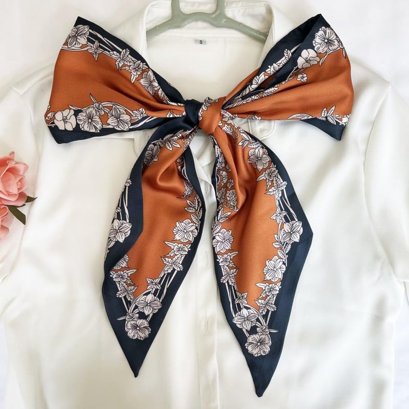 FONYVE Silk Head Scarf for Hair Fashion Headwrap for Women Lightweight Neck Tie - Image 2